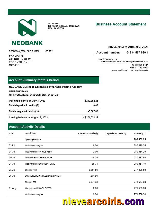 Nedbank firm statement